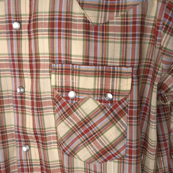 Vintage DEE CEE Pearl Snap Western Plaid Long Sleeve Shirt 16 1/2 Saw Tooth - Picture 3 of 5